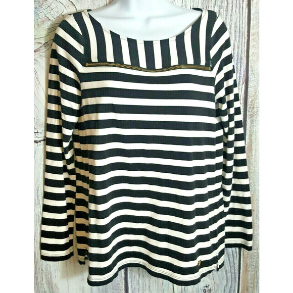 Anne Klein Tops - Anne Klein Blouse Women's Size S Black & White Horizontal Stripe Preppy Classic